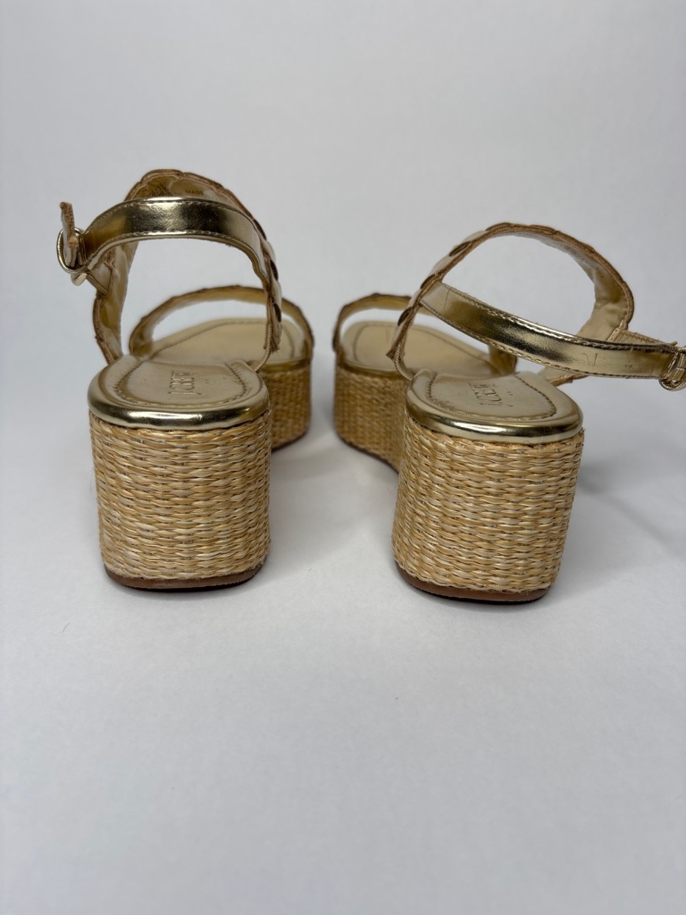J. Crew Metallic Gold Braided Espadrille Platform Sandals - Picture 7 of 8